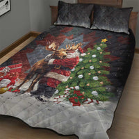 Christmas Canada Quilt Bed Set Merry Moose-Mas Santa Hugging A Moose - Wonder Print Shop