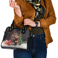 Christmas Canada Shoulder Handbag Merry Moose-Mas Santa Hugging A Moose