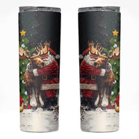 Christmas Canada Skinny Tumbler Merry Moose-Mas Santa Hugging A Moose - Wonder Print Shop