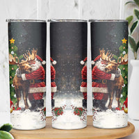Christmas Canada Skinny Tumbler Merry Moose-Mas Santa Hugging A Moose - Wonder Print Shop