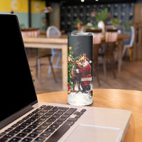 Christmas Canada Skinny Tumbler Merry Moose-Mas Santa Hugging A Moose - Wonder Print Shop