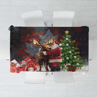 Christmas Canada Tablecloth Merry Moose-Mas Santa Hugging A Moose - Wonder Print Shop