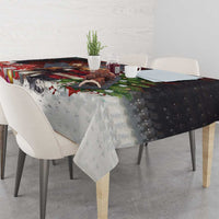 Christmas Canada Tablecloth Merry Moose-Mas Santa Hugging A Moose - Wonder Print Shop