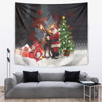 Christmas Canada Tapestry Merry Moose-Mas Santa Hugging A Moose - Wonder Print Shop