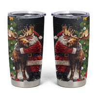 Christmas Canada Tumbler Cup Merry Moose-Mas Santa Hugging A Moose - Wonder Print Shop