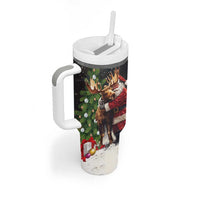 Christmas Canada Tumbler With Handle Merry Moose-Mas Santa Hugging A Moose - Wonder Print Shop