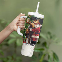 Christmas Canada Tumbler With Handle Merry Moose-Mas Santa Hugging A Moose - Wonder Print Shop