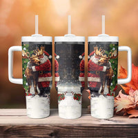 Christmas Canada Tumbler With Handle Merry Moose-Mas Santa Hugging A Moose - Wonder Print Shop