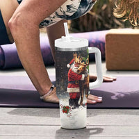 Christmas Canada Tumbler With Handle Merry Moose-Mas Santa Hugging A Moose - Wonder Print Shop