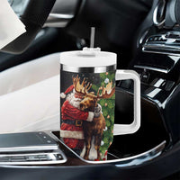 Christmas Canada Tumbler With Handle Merry Moose-Mas Santa Hugging A Moose - Wonder Print Shop