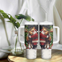 Christmas Canada Tumbler With Handle Merry Moose-Mas Santa Hugging A Moose - Wonder Print Shop