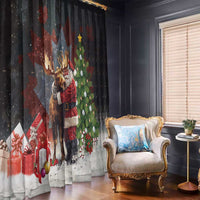 Christmas Canada Window Curtain Merry Moose-Mas Santa Hugging A Moose - Wonder Print Shop