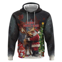Christmas Canada Zip Hoodie Merry Moose-Mas Santa Hugging A Moose - Wonder Print Shop