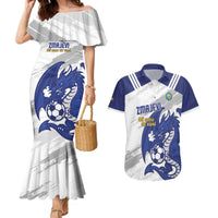 Bosnia and Herzegovina Football Custom Couples Matching Mermaid Dress and Hawaiian Shirt Go Zmajevi Mi smo uz vas White Version - Wonder Print Shop