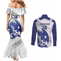 Bosnia and Herzegovina Football Custom Couples Matching Mermaid Dress and Long Sleeve Button Shirt Go Zmajevi Mi smo uz vas White Version - Wonder Print Shop