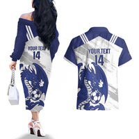 Bosnia and Herzegovina Football Custom Couples Matching Off The Shoulder Long Sleeve Dress and Hawaiian Shirt Go Zmajevi Mi smo uz vas White Version - Wonder Print Shop