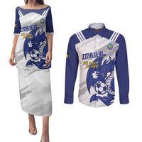 Bosnia and Herzegovina Football Custom Couples Matching Puletasi and Long Sleeve Button Shirt Go Zmajevi Mi smo uz vas White Version - Wonder Print Shop