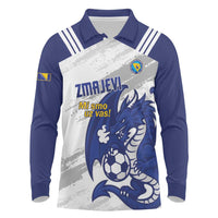 Bosnia and Herzegovina Football Custom Long Sleeve Polo Shirt Go Zmajevi Mi smo uz vas White Version - Wonder Print Shop