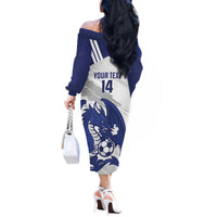 Bosnia and Herzegovina Football Custom Off The Shoulder Long Sleeve Dress Go Zmajevi Mi smo uz vas White Version - Wonder Print Shop