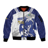 Bosnia and Herzegovina Football Custom Sleeve Zip Bomber Jacket Go Zmajevi Mi smo uz vas White Version - Wonder Print Shop