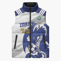 Bosnia and Herzegovina Football Custom Sleeveless Puffer Jacket Go Zmajevi Mi smo uz vas White Version - Wonder Print Shop