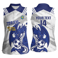 Bosnia and Herzegovina Football Custom Women Sleeveless Polo Shirt Go Zmajevi Mi smo uz vas White Version - Wonder Print Shop
