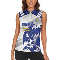 Bosnia and Herzegovina Football Custom Women Sleeveless Polo Shirt Go Zmajevi Mi smo uz vas White Version - Wonder Print Shop