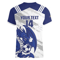 Bosnia and Herzegovina Football Custom Women V-Neck T-Shirt Go Zmajevi Mi smo uz vas White Version - Wonder Print Shop