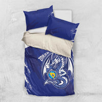 Bosnia and Herzegovina Football Bedding Set Go Zmajevi Mi smo uz vas Blue Version - Wonder Print Shop