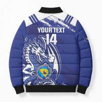 Bosnia and Herzegovina Football Custom Bomber Puffer Jacket Go Zmajevi Mi smo uz vas Blue Version - Wonder Print Shop