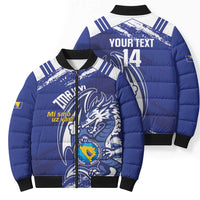 Bosnia and Herzegovina Football Custom Bomber Puffer Jacket Go Zmajevi Mi smo uz vas Blue Version - Wonder Print Shop
