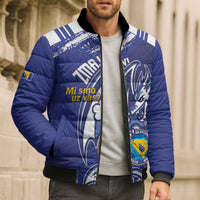 Bosnia and Herzegovina Football Custom Bomber Puffer Jacket Go Zmajevi Mi smo uz vas Blue Version - Wonder Print Shop