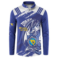 Bosnia and Herzegovina Football Custom Button Sweatshirt Go Zmajevi Mi smo uz vas Blue Version - Wonder Print Shop