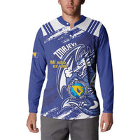 Bosnia and Herzegovina Football Custom Button Sweatshirt Go Zmajevi Mi smo uz vas Blue Version - Wonder Print Shop