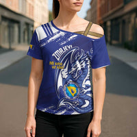 Bosnia and Herzegovina Football Custom Cross Shoulder Shirt Go Zmajevi Mi smo uz vas Blue Version - Wonder Print Shop