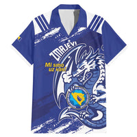 Bosnia and Herzegovina Football Custom Family Matching Mermaid Dress and Hawaiian Shirt Go Zmajevi Mi smo uz vas Blue Version - Wonder Print Shop