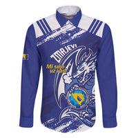 Bosnia and Herzegovina Football Custom Family Matching Off The Shoulder Long Sleeve Dress and Hawaiian Shirt Go Zmajevi Mi smo uz vas Blue Version - Wonder Print Shop