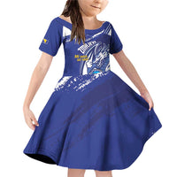 Bosnia and Herzegovina Football Custom Family Matching Off Shoulder Short Dress and Hawaiian Shirt Go Zmajevi Mi smo uz vas Blue Version - Wonder Print Shop