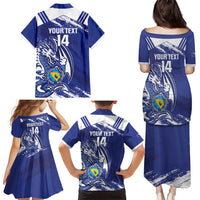Bosnia and Herzegovina Football Custom Family Matching Puletasi and Hawaiian Shirt Go Zmajevi Mi smo uz vas Blue Version - Wonder Print Shop