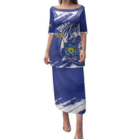 Bosnia and Herzegovina Football Custom Family Matching Puletasi and Hawaiian Shirt Go Zmajevi Mi smo uz vas Blue Version - Wonder Print Shop