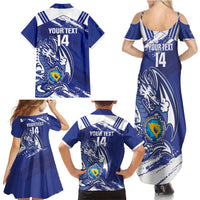 Bosnia and Herzegovina Football Custom Family Matching Summer Maxi Dress and Hawaiian Shirt Go Zmajevi Mi smo uz vas Blue Version - Wonder Print Shop