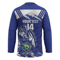 Bosnia and Herzegovina Football Custom Hockey Jersey Go Zmajevi Mi smo uz vas Blue Version - Wonder Print Shop