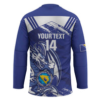 Bosnia and Herzegovina Football Custom Hockey Jersey Go Zmajevi Mi smo uz vas Blue Version - Wonder Print Shop