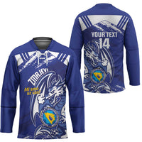 Bosnia and Herzegovina Football Custom Hockey Jersey Go Zmajevi Mi smo uz vas Blue Version - Wonder Print Shop