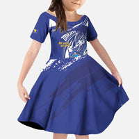 Bosnia and Herzegovina Football Custom Kid Short Sleeve Dress Go Zmajevi Mi smo uz vas Blue Version - Wonder Print Shop
