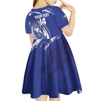 Bosnia and Herzegovina Football Custom Kid Short Sleeve Dress Go Zmajevi Mi smo uz vas Blue Version - Wonder Print Shop