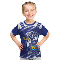 Bosnia and Herzegovina Football Custom Kid T Shirt Go Zmajevi Mi smo uz vas Blue Version - Wonder Print Shop