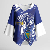 Bosnia and Herzegovina Football Custom Kimono Sleeve Blouse Go Zmajevi Mi smo uz vas Blue Version - Wonder Print Shop