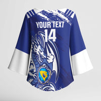 Bosnia and Herzegovina Football Custom Kimono Sleeve Blouse Go Zmajevi Mi smo uz vas Blue Version - Wonder Print Shop