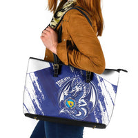 Bosnia and Herzegovina Football Leather Tote Bag Go Zmajevi Mi smo uz vas Blue Version - Wonder Print Shop
